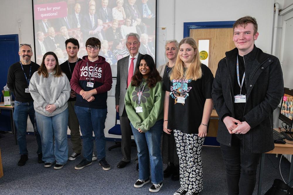 Students talk politics with The Lord Aberdare