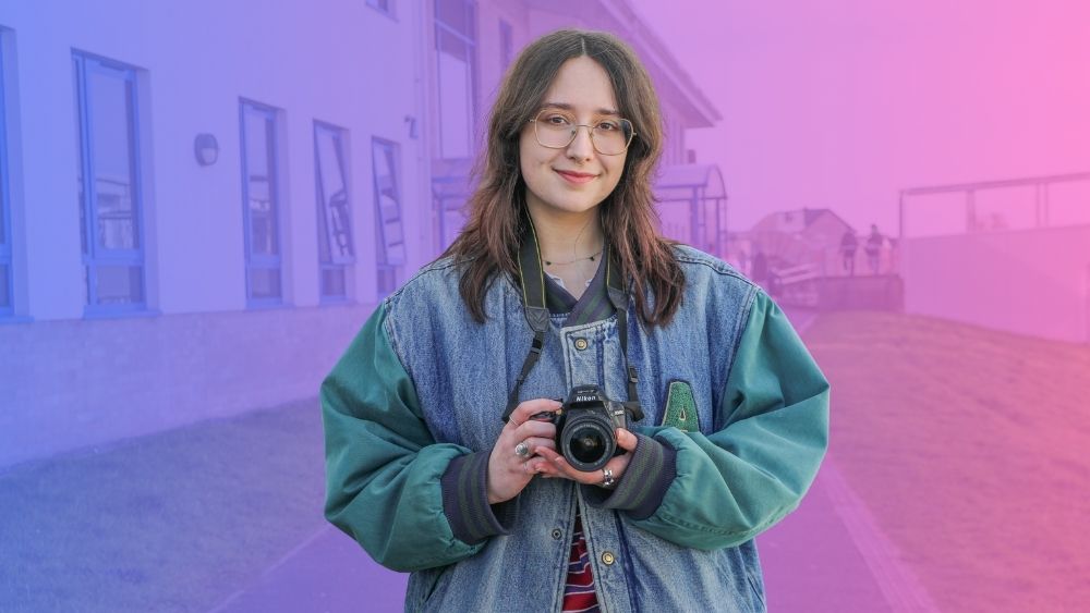 Student with camera