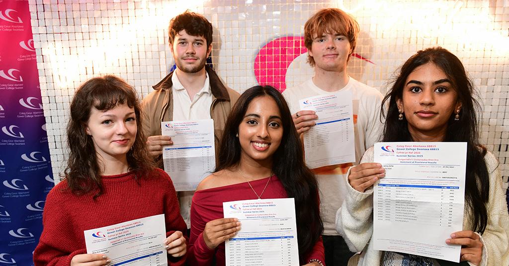 Students smiling holding results