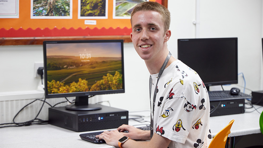 Student at a computer