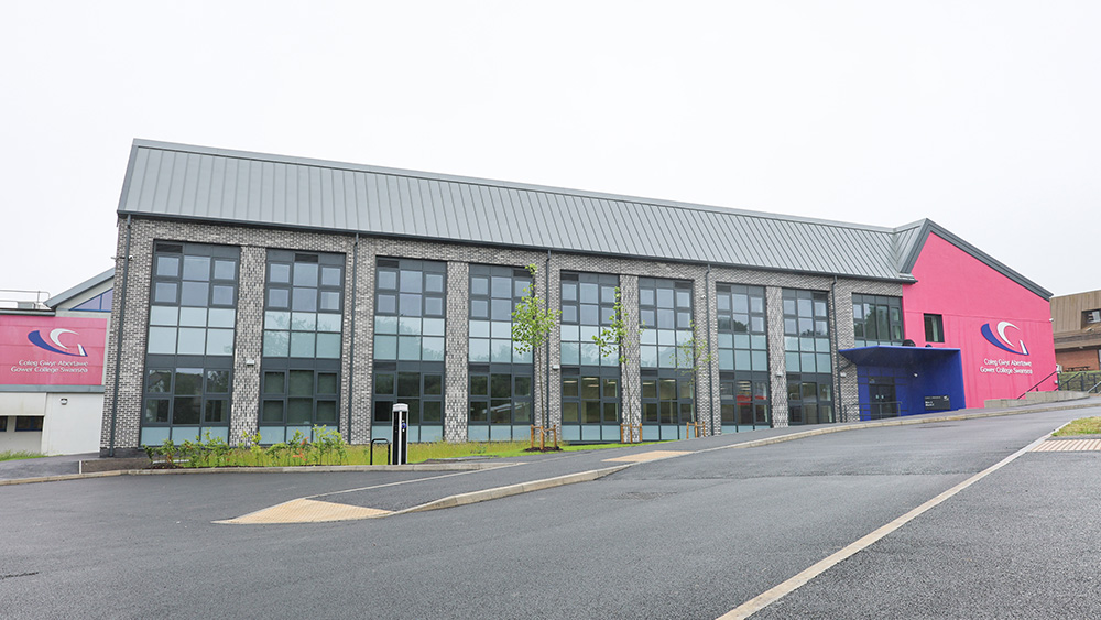 Photograph of the front of the new building at the Gorseinon Campus