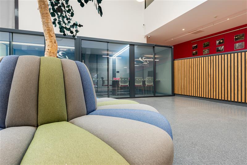 Close up of circular seating surrounding a tree