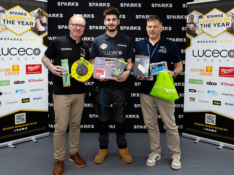 Shay Fox with lecturer and Sparks employee
