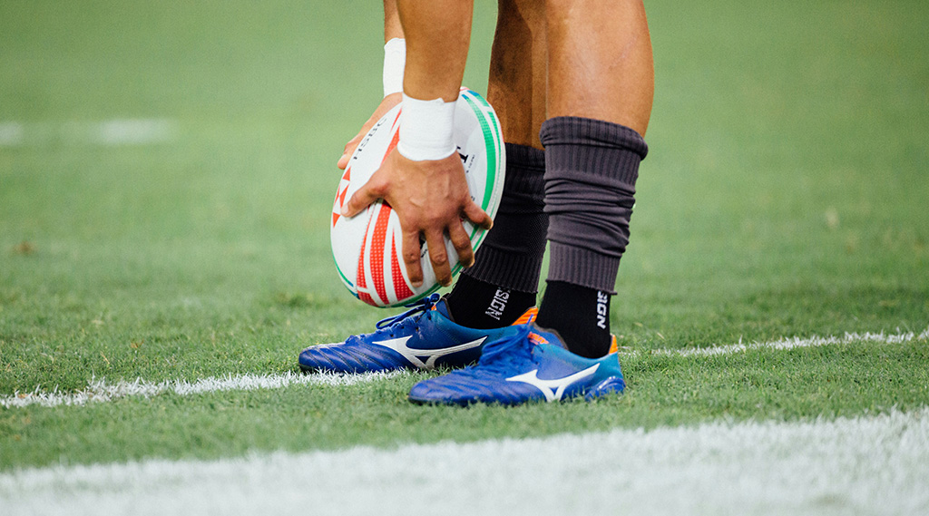 Rugby ball on pitch