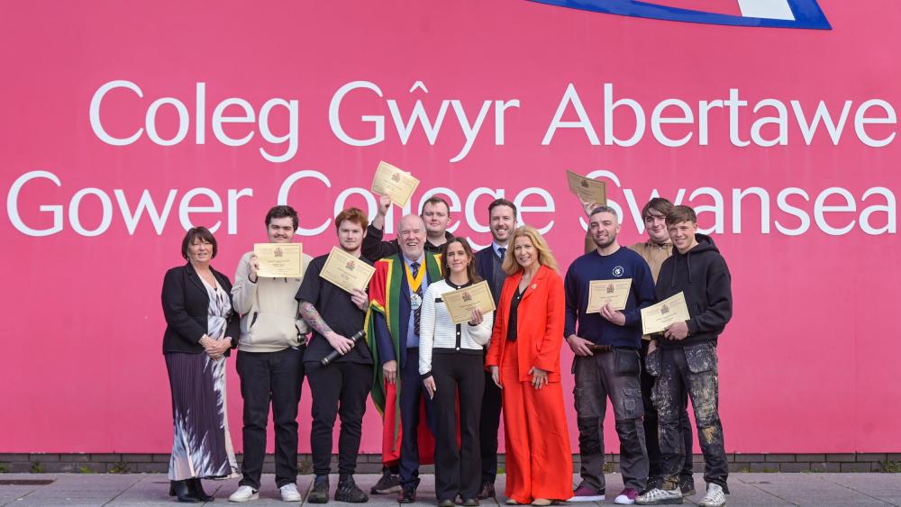 Group photo of winners outside Tycoch campus