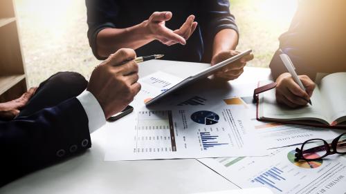 A table with business documents