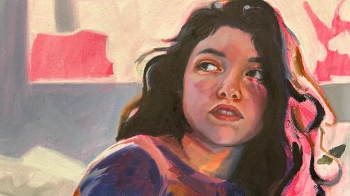 Example of student work. Painting of woman. 