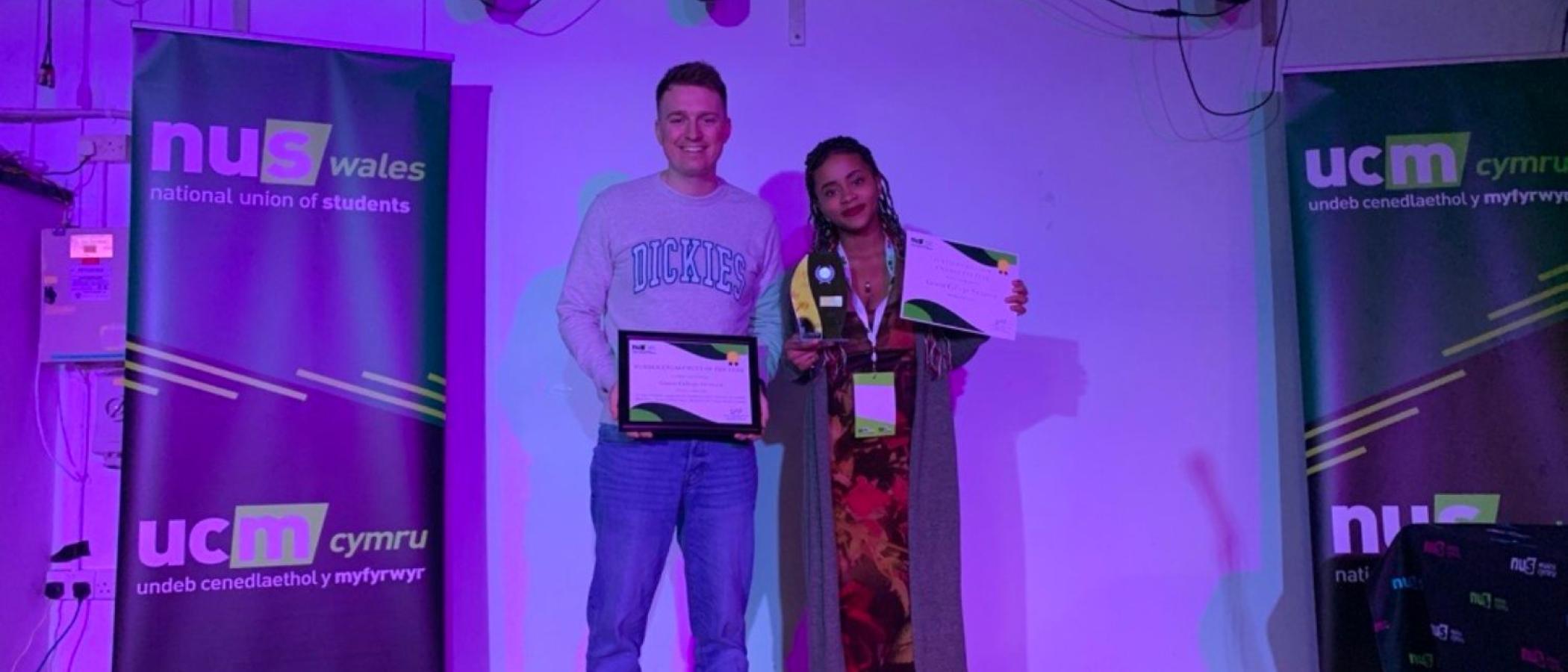 Group standing on stage