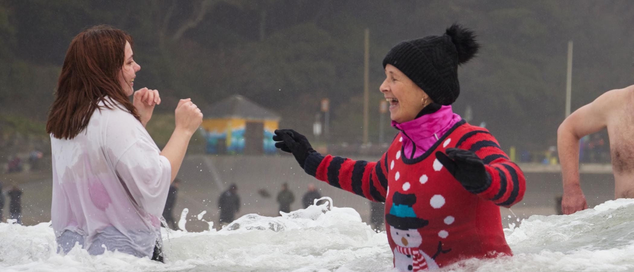 Students in the water