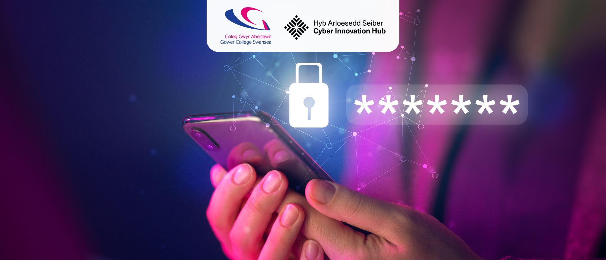 Gower College Swansea logo and Cyber Innovation Hub logo