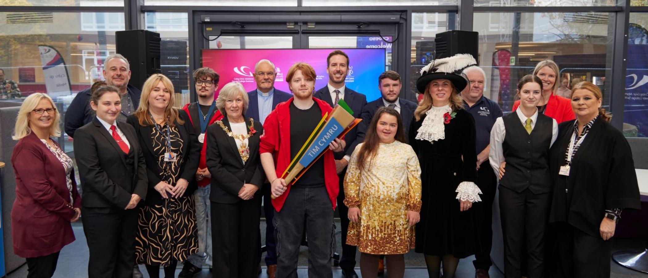 College welcomes Team Wales’ torch to Tycoch Campus