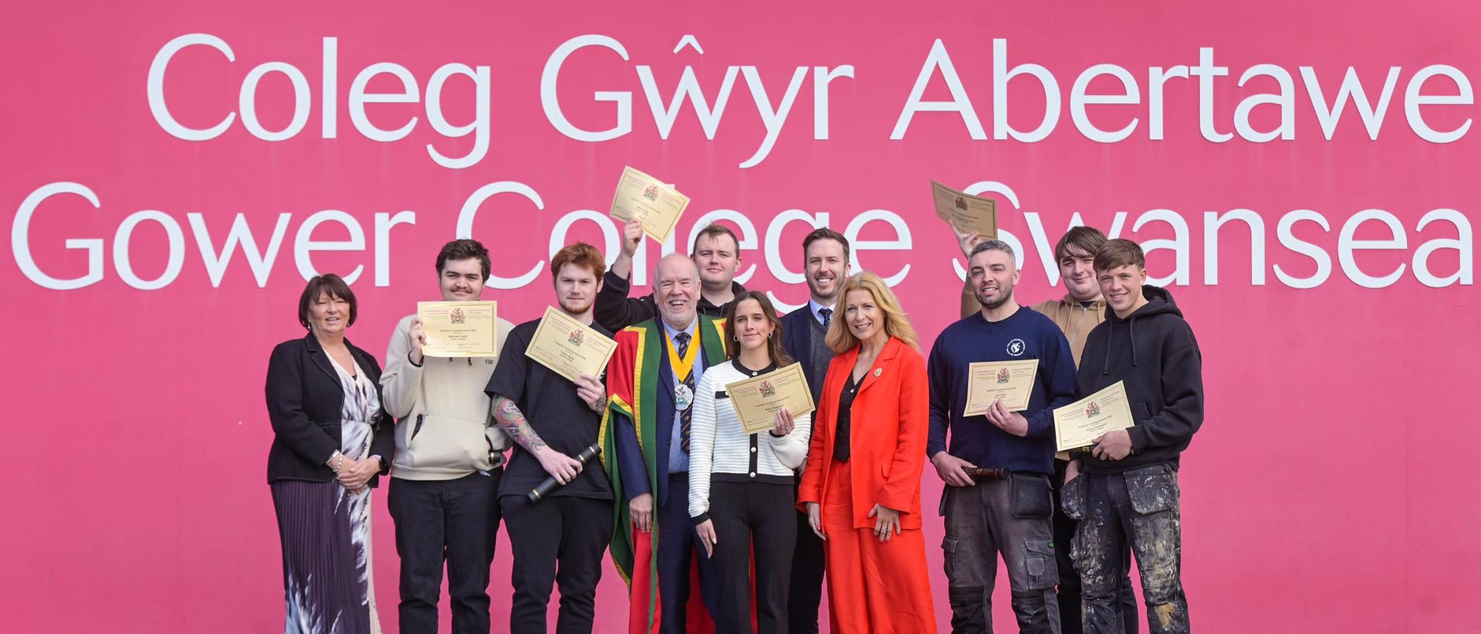 Group photo of winners outside Tycoch campus