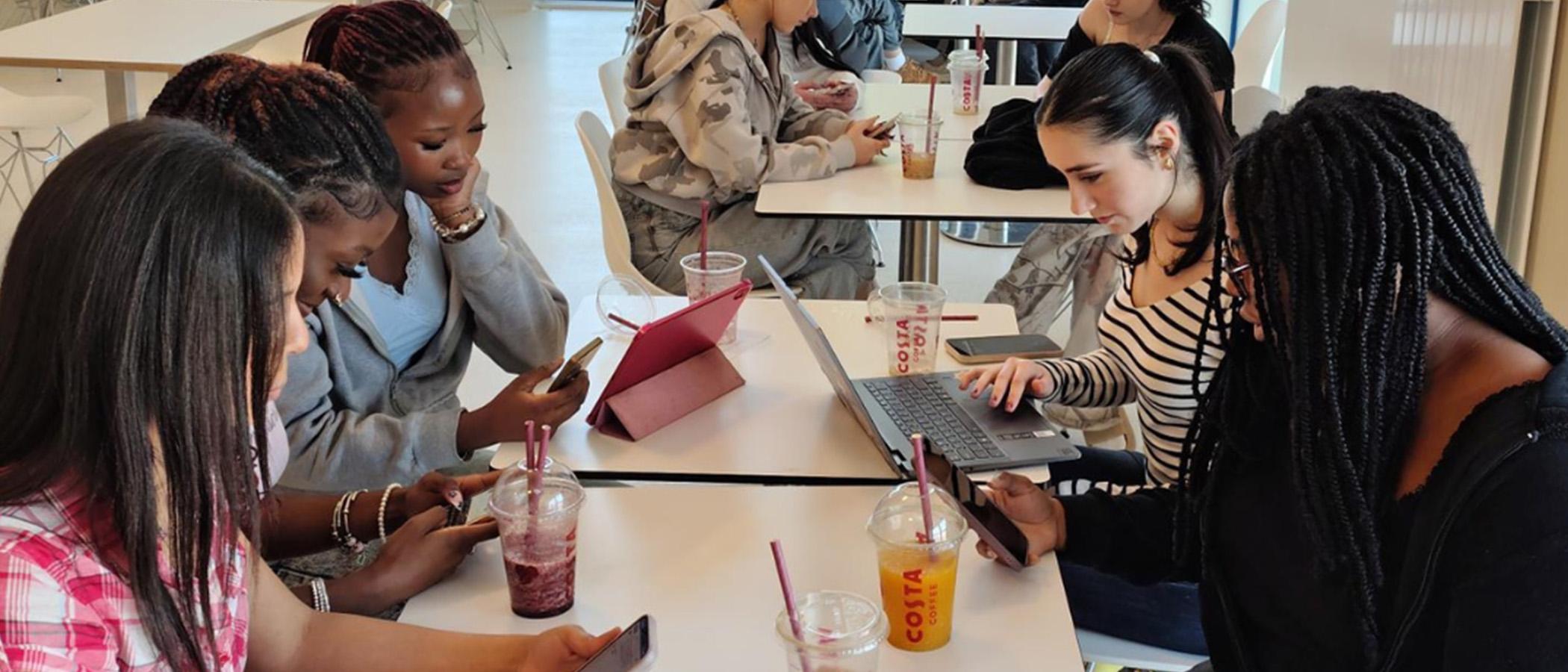 Students around a table