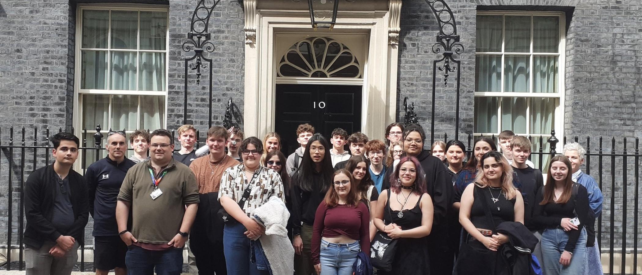 Group of students at Downing St