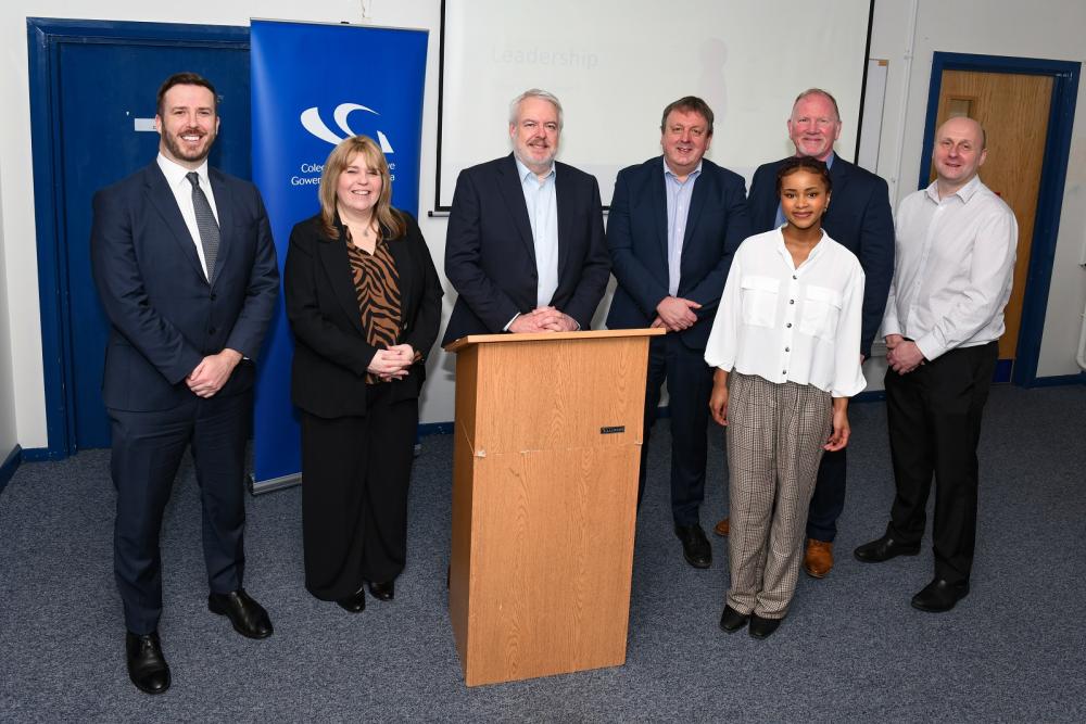 College staff and students with former First Minister
