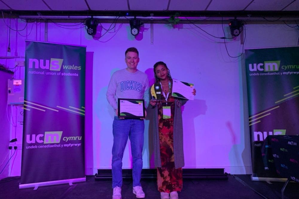 Group standing on stage