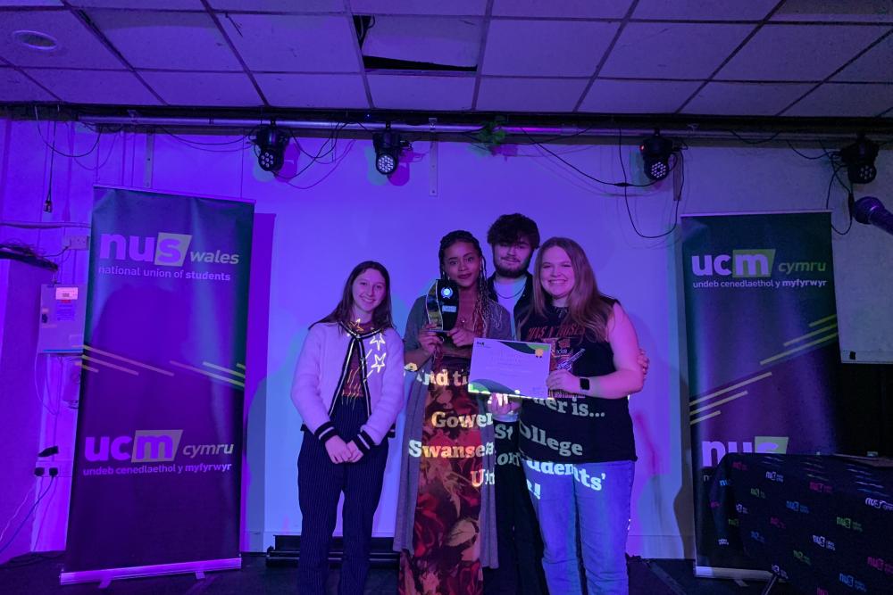 Group standing on stage