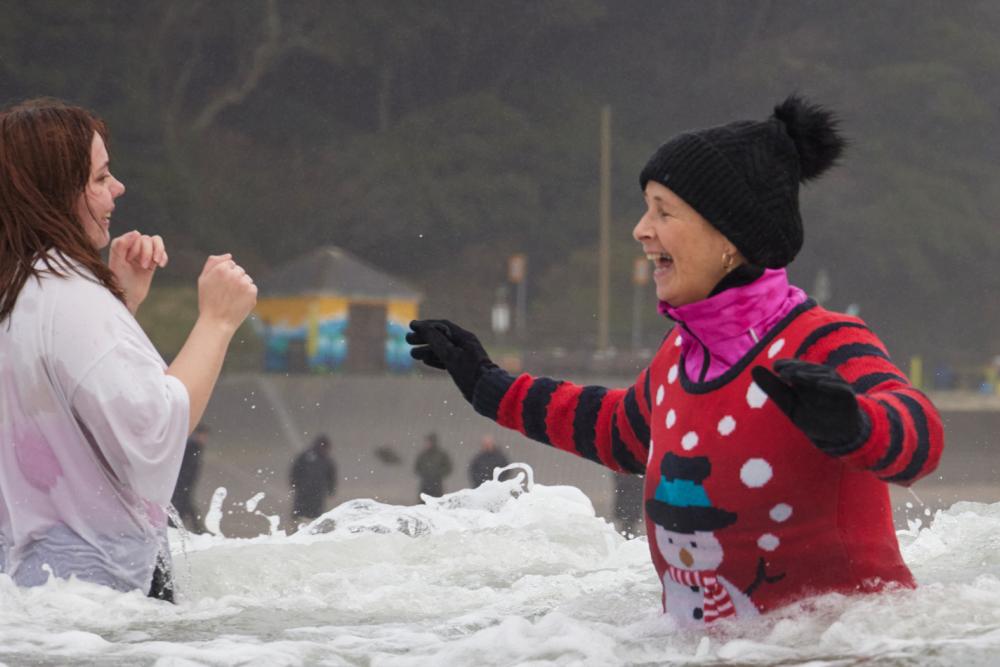 Students in the water