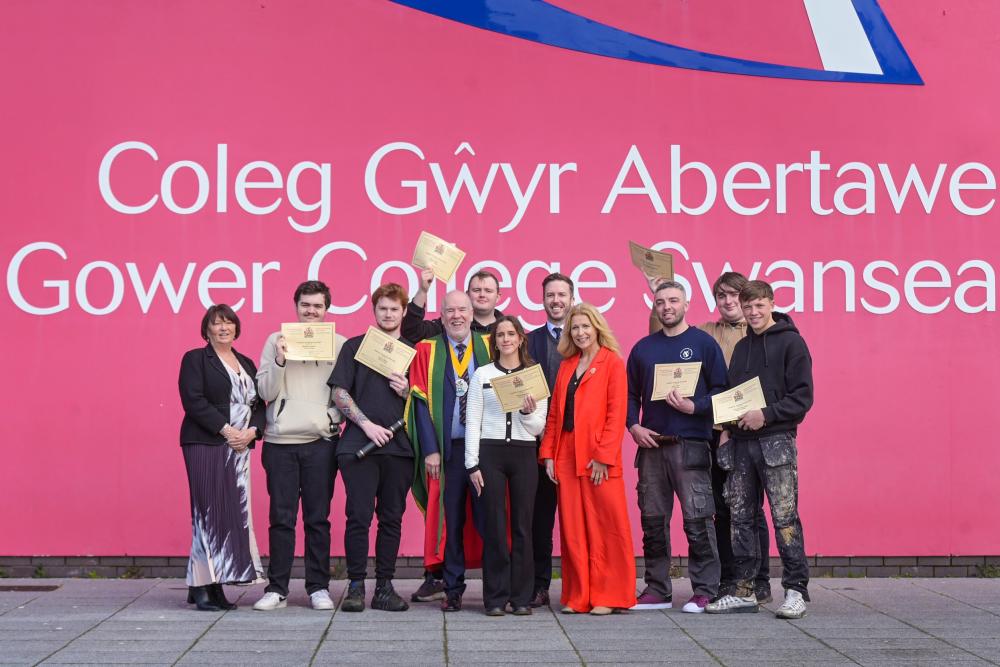 Group photo of winners outside Tycoch campus