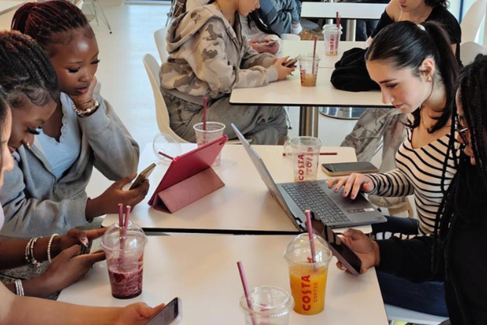 Students around a table