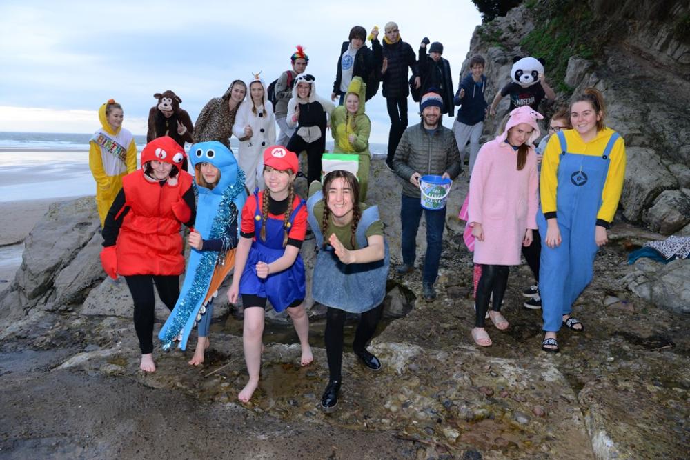A splash in the sea for charity - students take a walrus dip