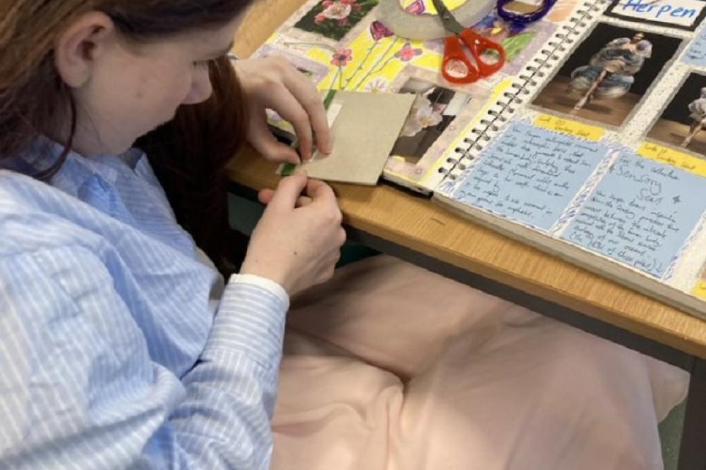 Student cutting in textiles