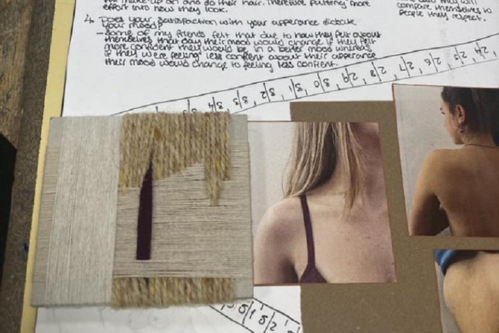 Student cutting in textiles