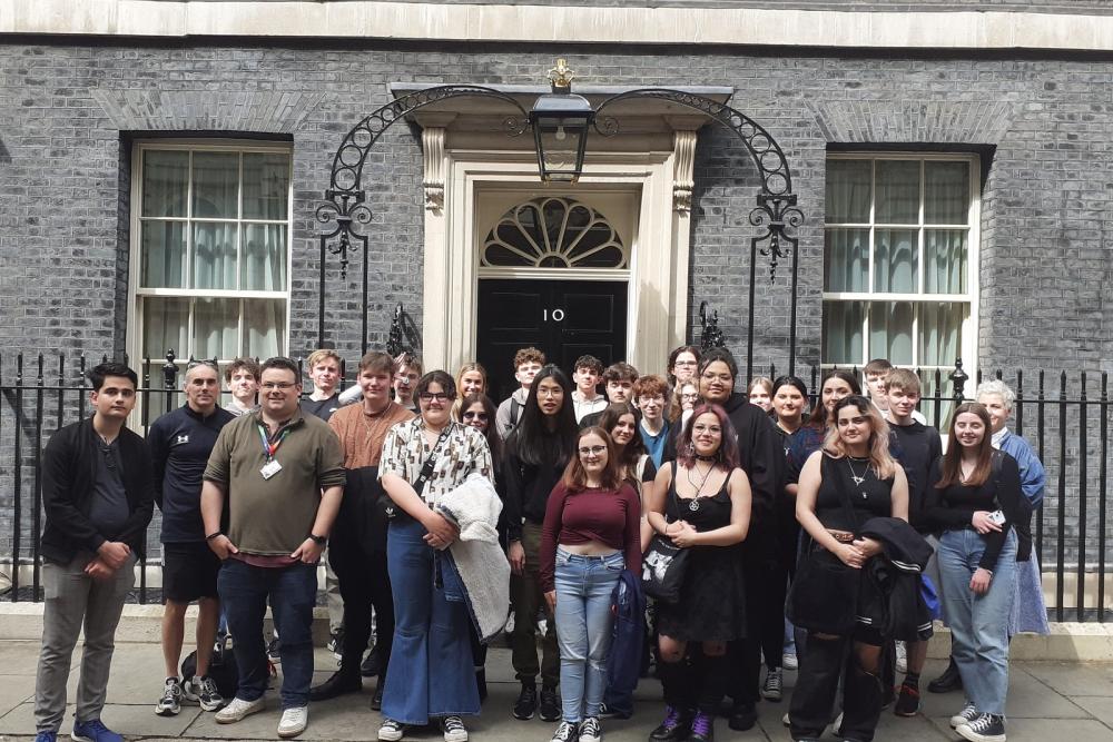 Group of students at Downing St